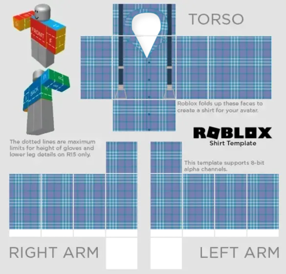 Roblox Men Suspenders With Blue Plaid Shirt Template by Pixlr to ...